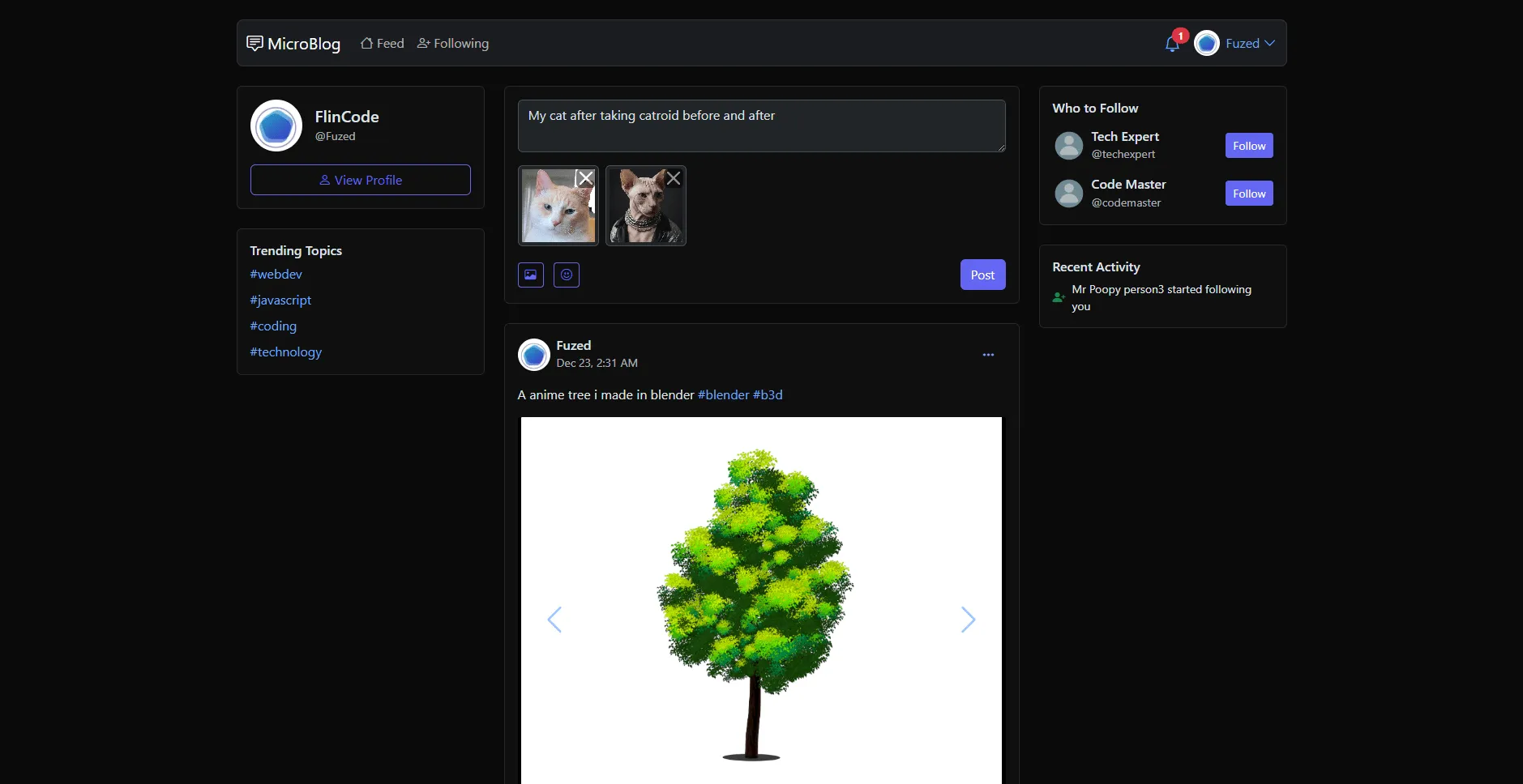 Microlog Feed Screenshot